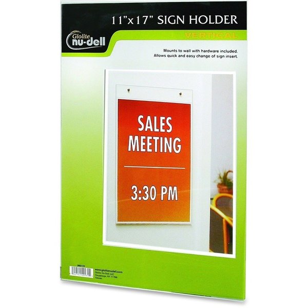 Nudell Wall Mount Sign Holder, 11"x17", Plastic, Clear NUD38017Z